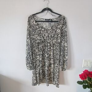 Vero Moda Floral Long Sleeve Mini Dress Boho Cottagecore Flowy Womens Medium